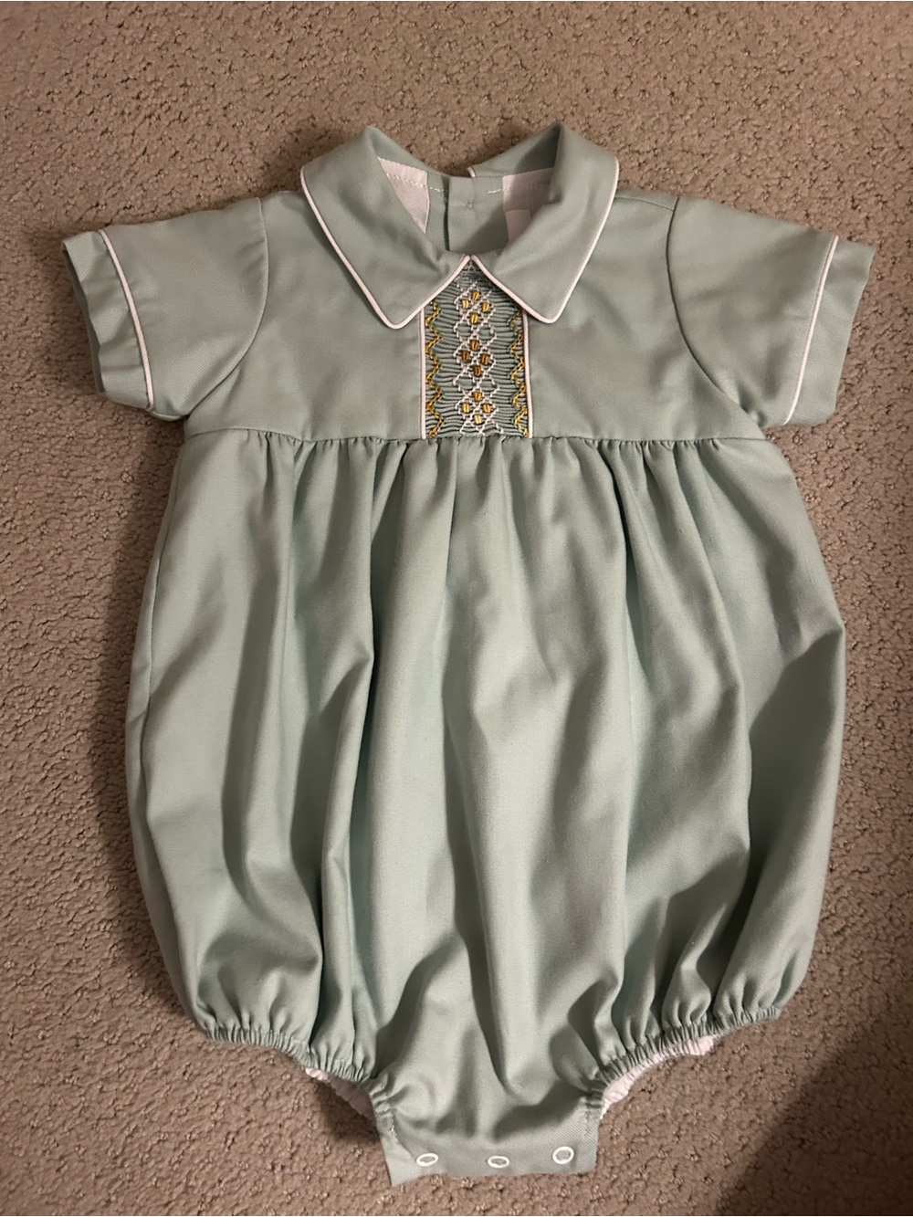 Sage Green Hand Smocked Bubble
